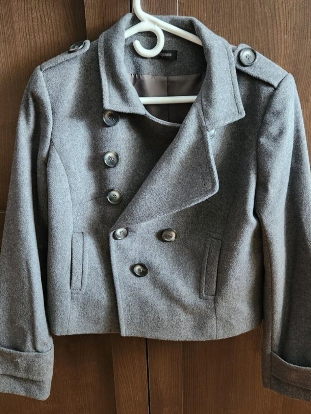 Sinéquanone cropped double-breasted grey wool jacket